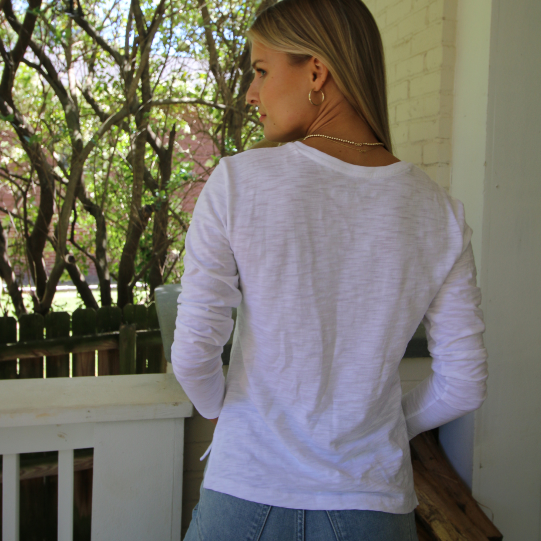 White Long Sleeve Jeans V