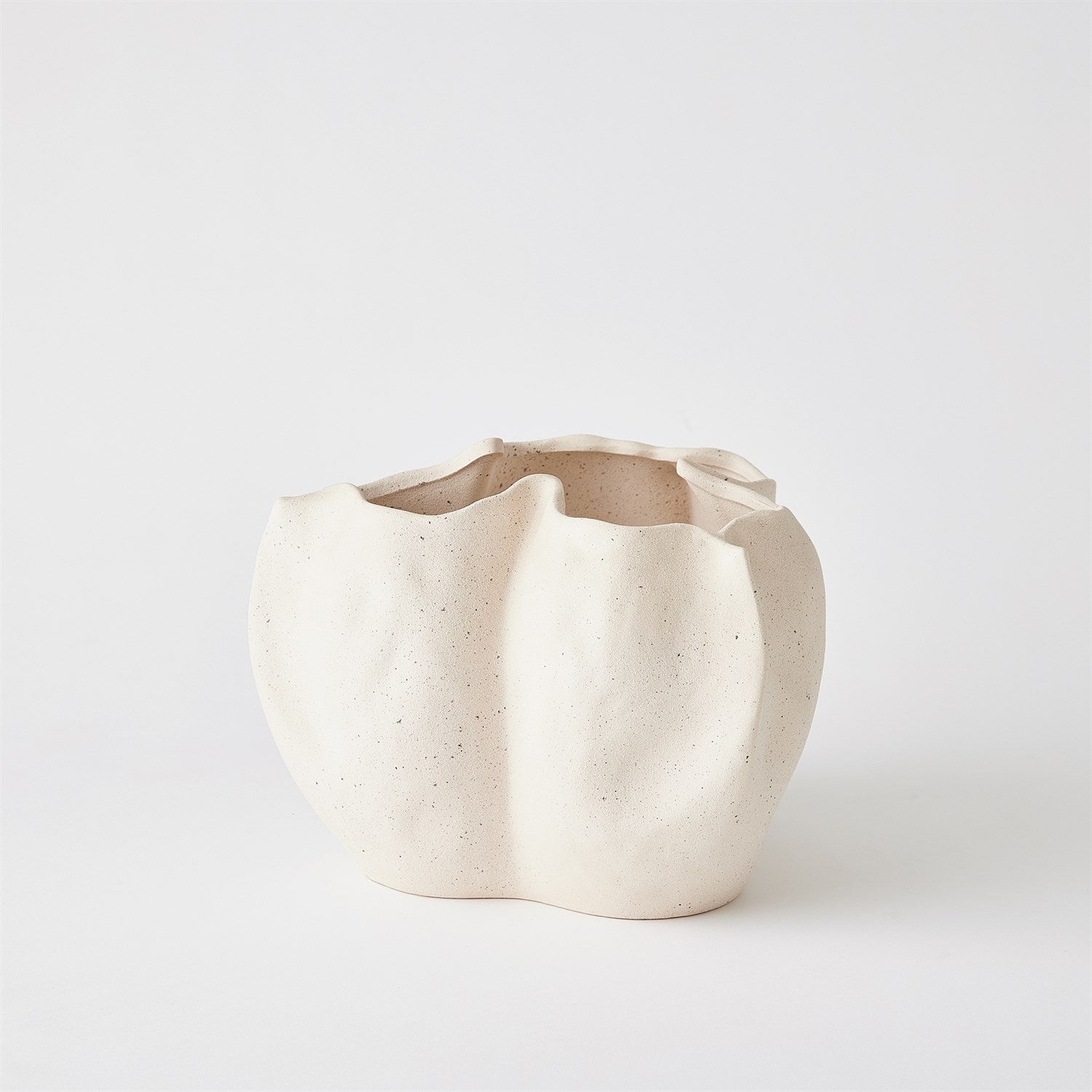 Low Ivory Pinched Vase