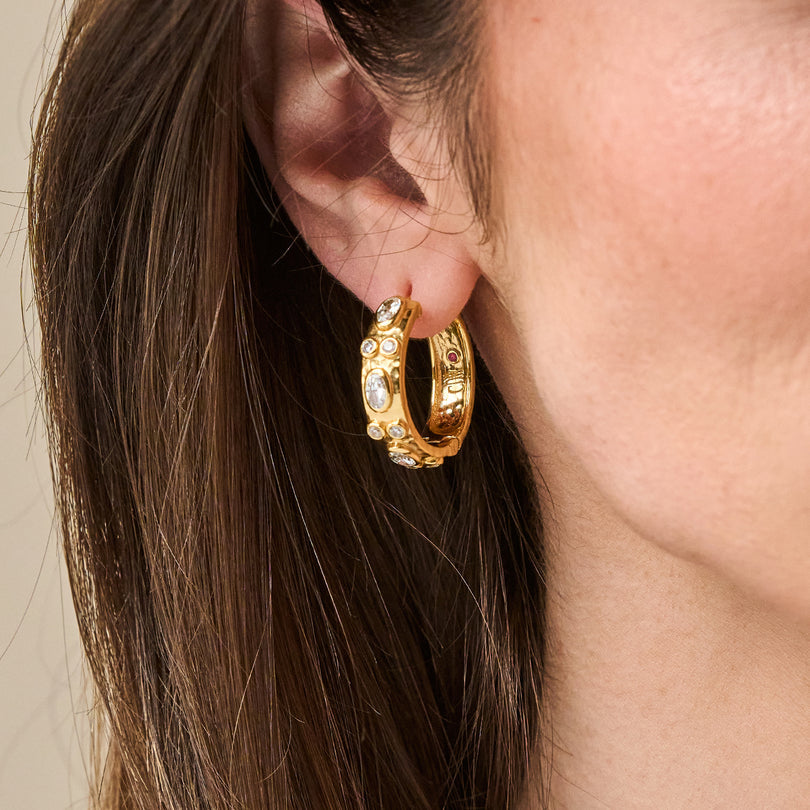 Clear CZ Maharani Huggie Hoops
