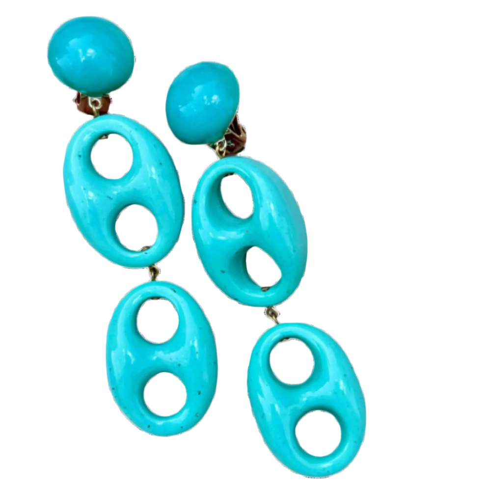 Turquoise Mariner Link Clip-On Earrings