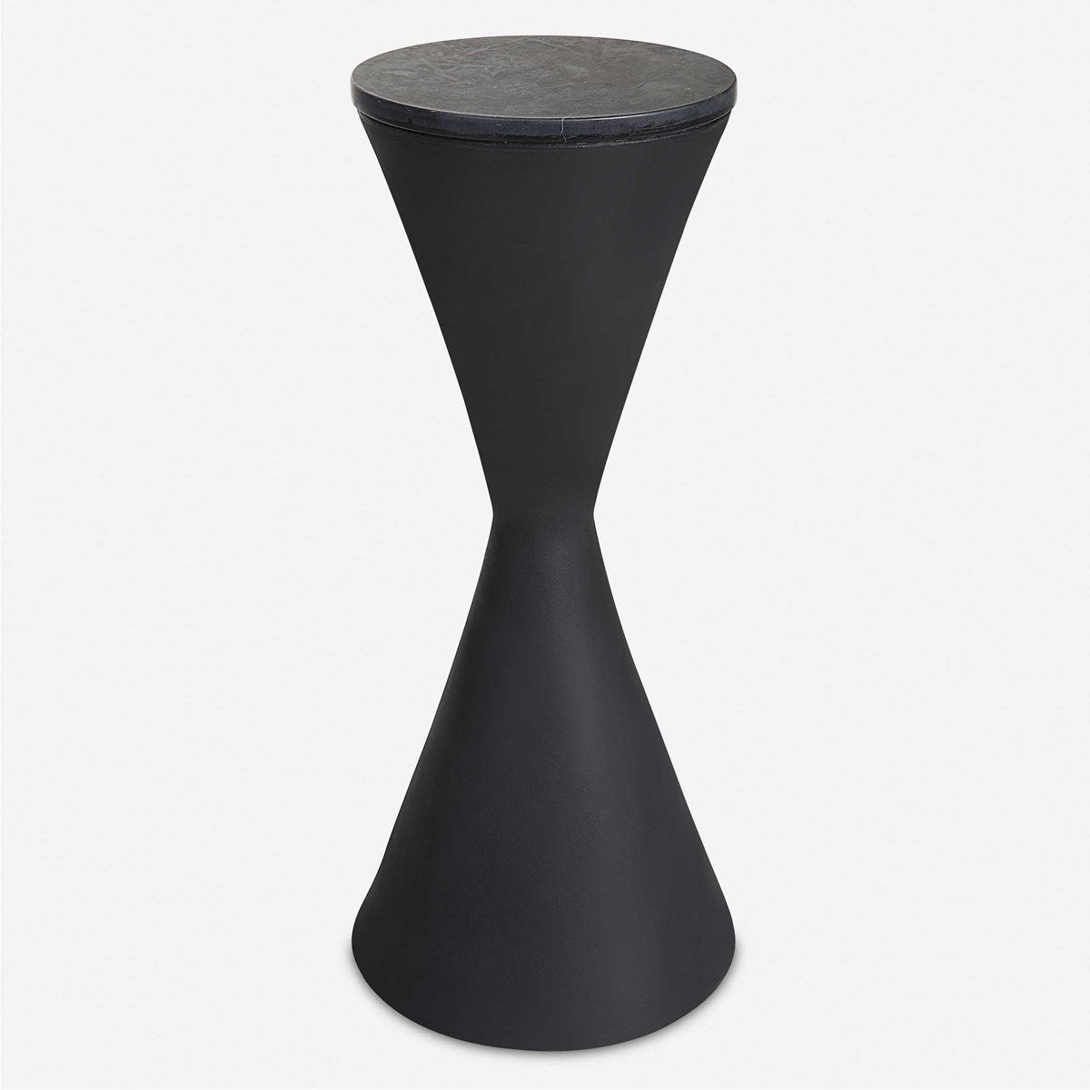 Matte Black & Marble Hourglass Table