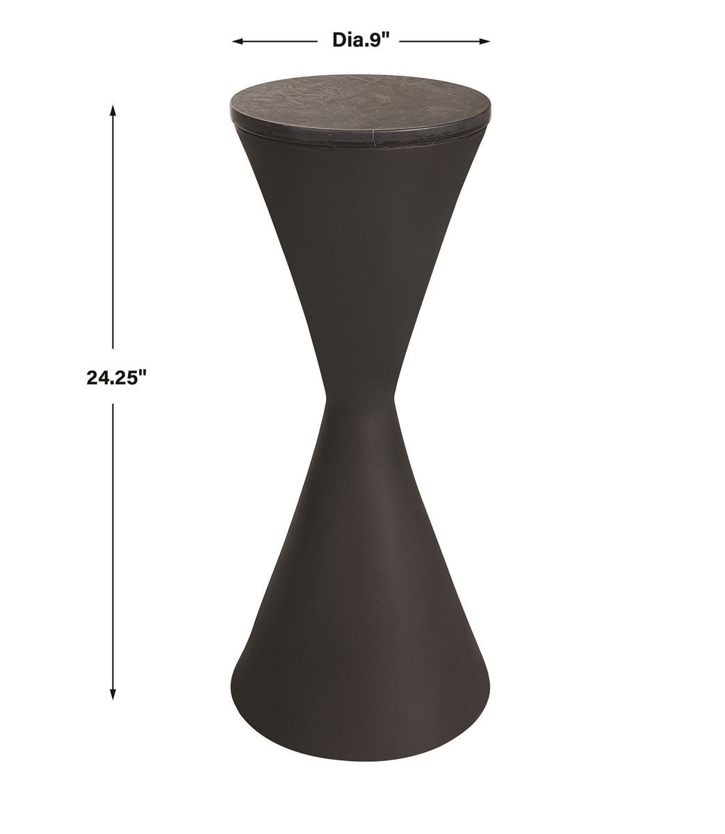 Matte Black & Marble Hourglass Table