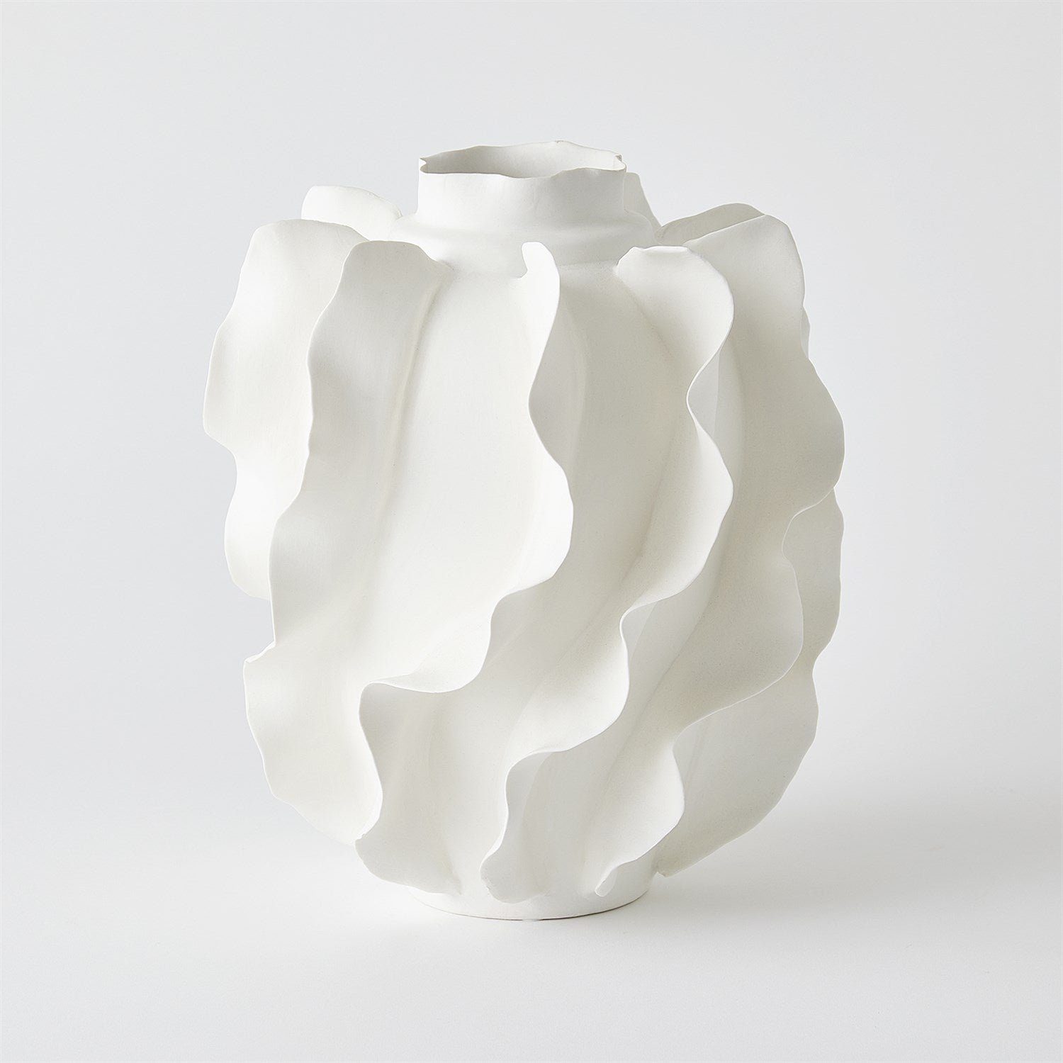Matte White Wavy Vase