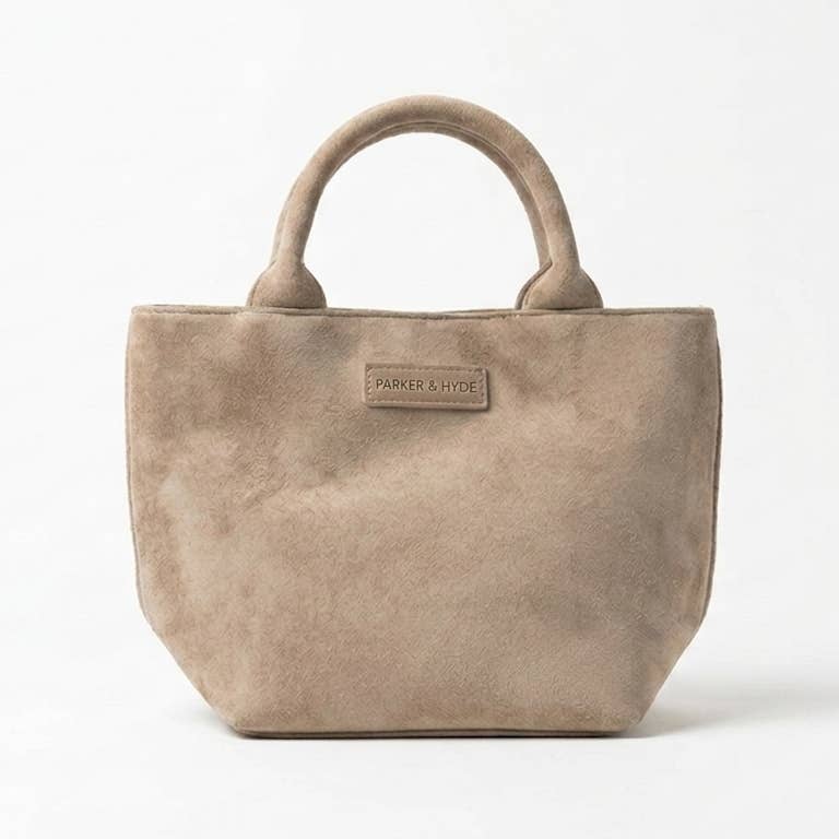 Mini Taupe Suede Tote Bag