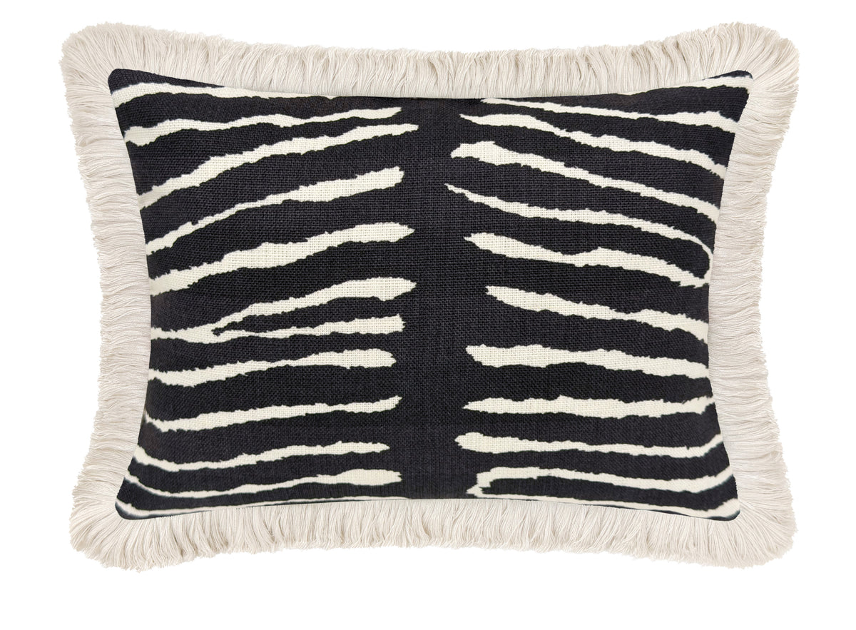Black Mini Le Zebre Fringe Pillow