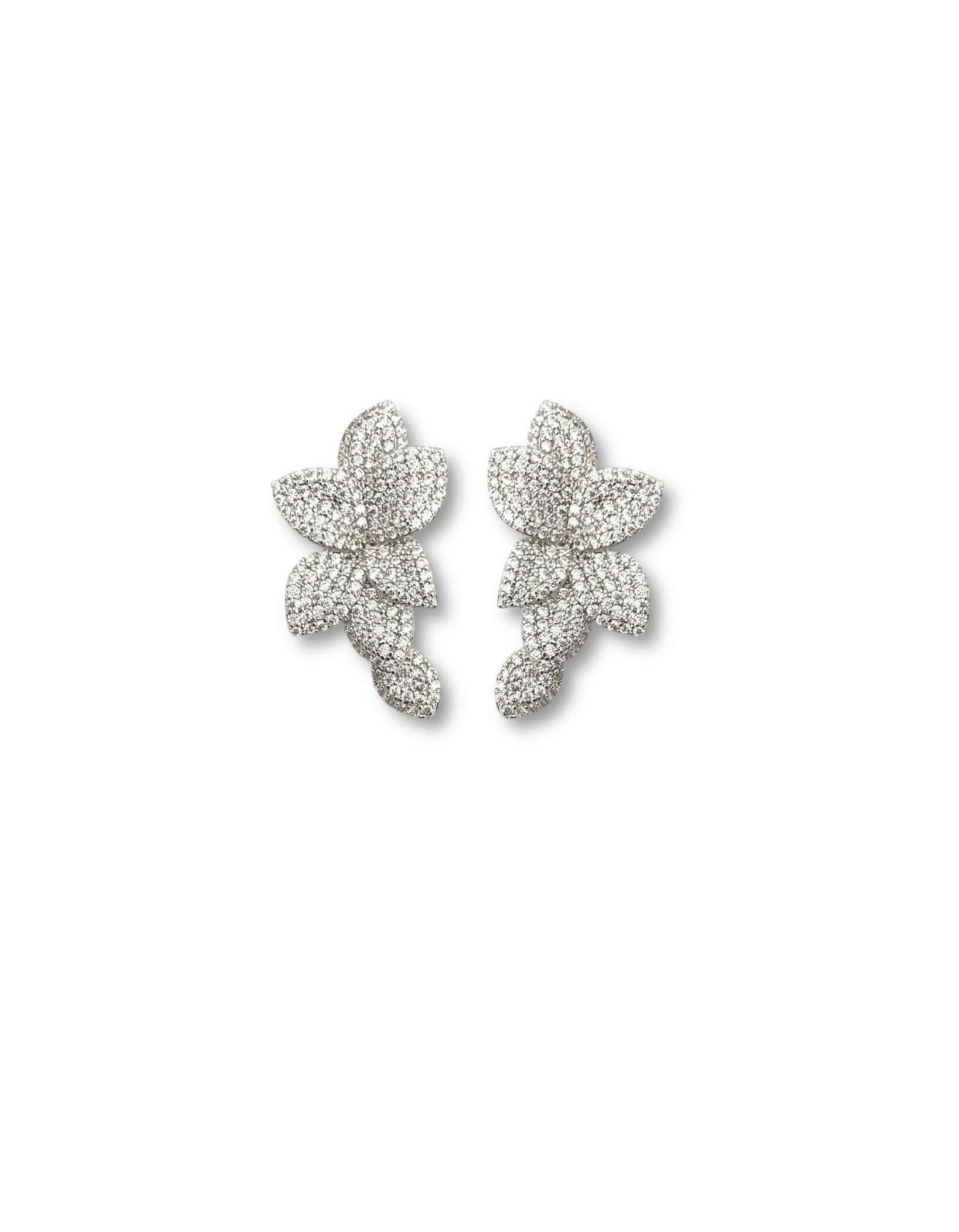 White Gold Mira Plumeria Earrings