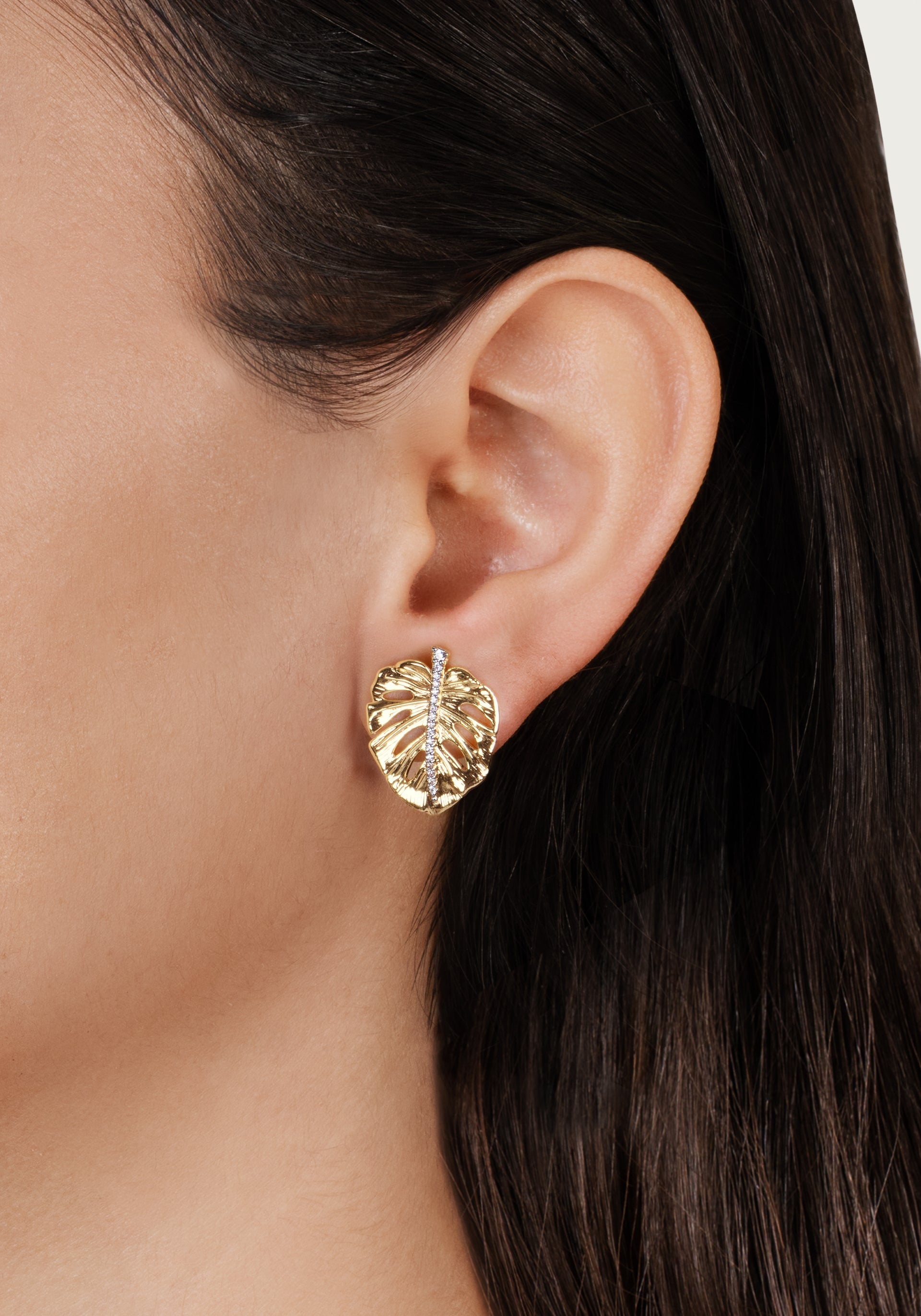 Small Monstera Palm Earrings
