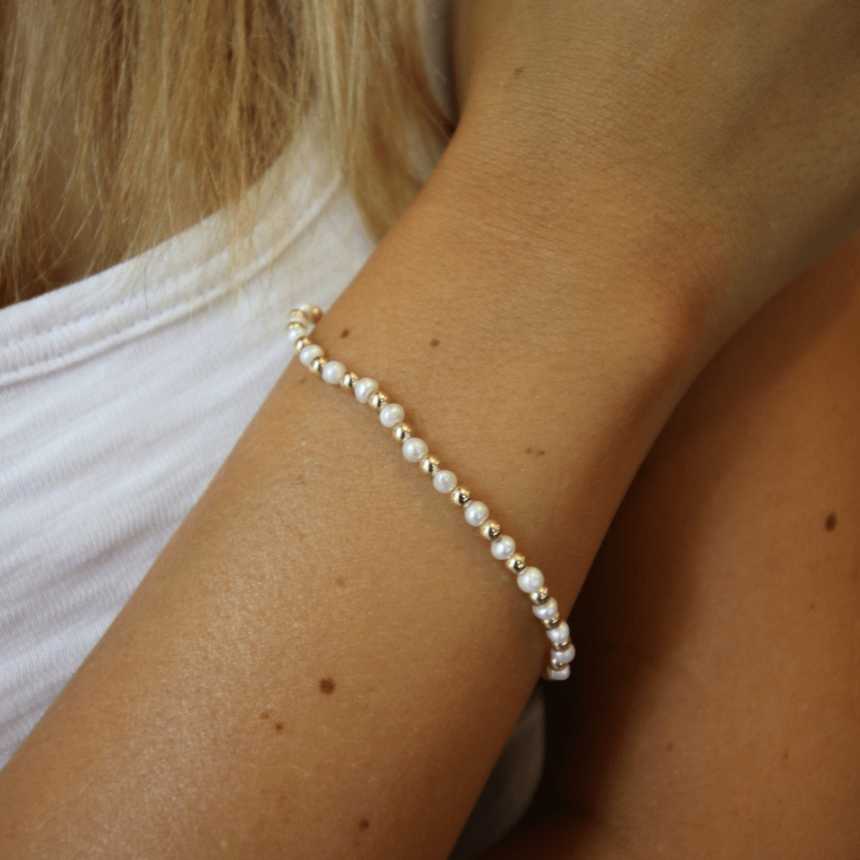 3mm Montauk Gold & Pearl Bracelet