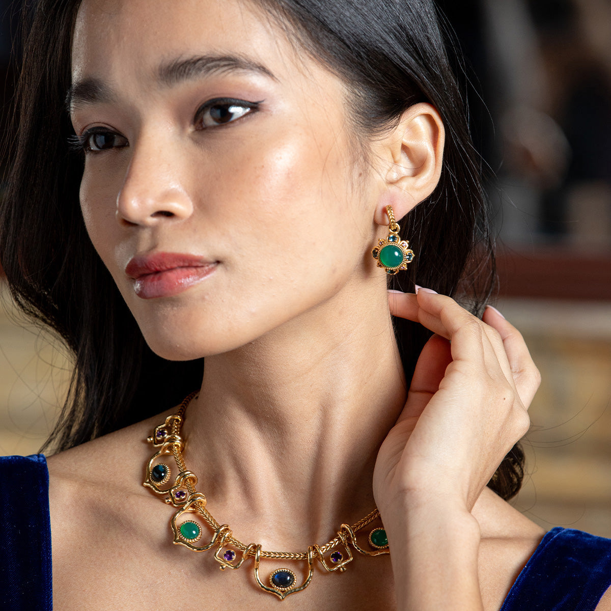 Multi Color Contessa Post Drop Earrings