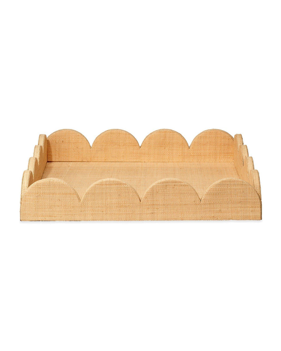 Large Natural Raffia Scalloped Tray