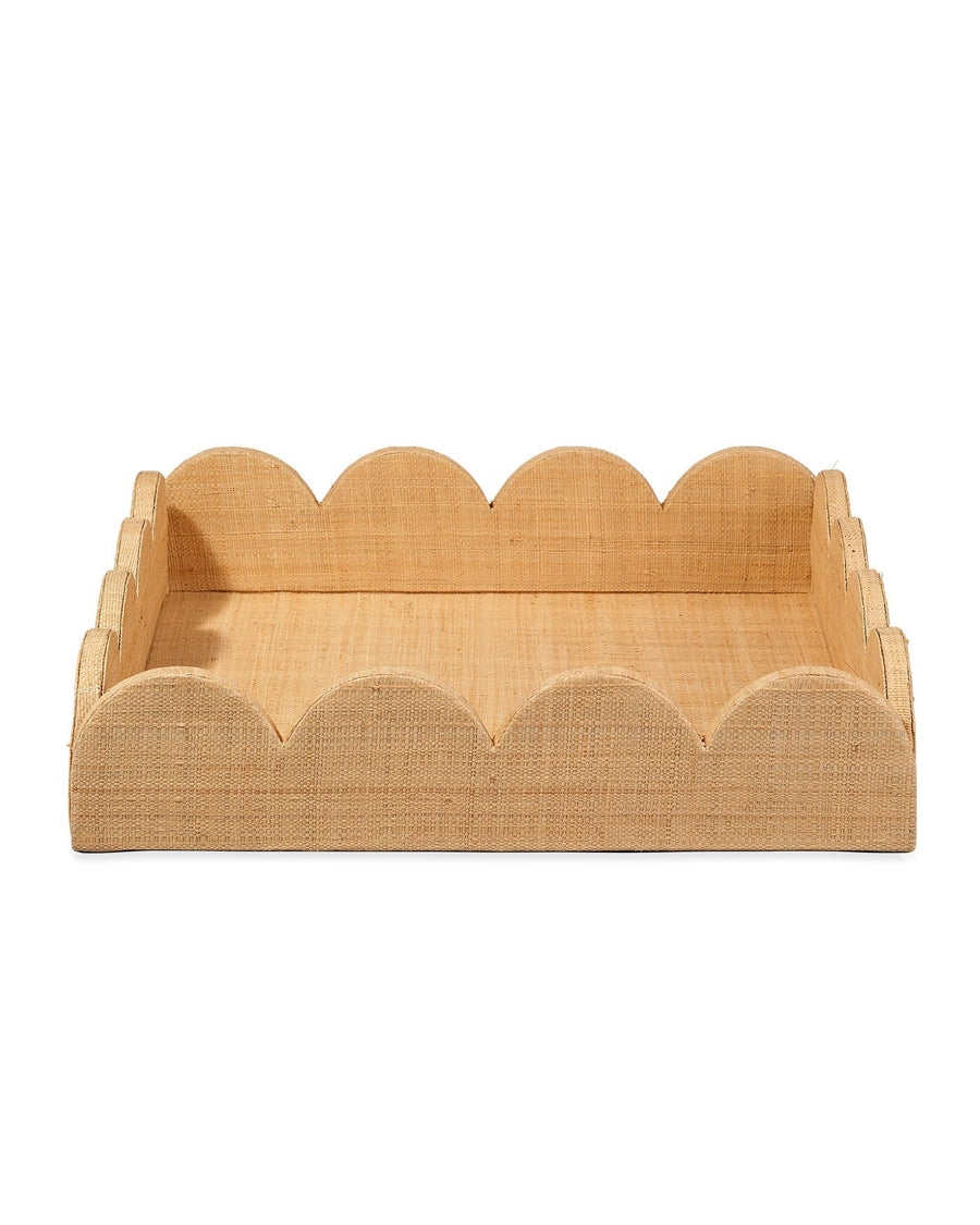 Small Natural Raffia Scalloped Tray