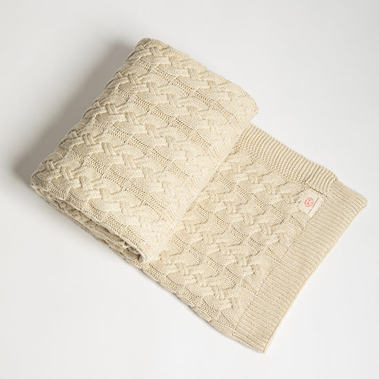 Natural Double Cable Throw Blanket