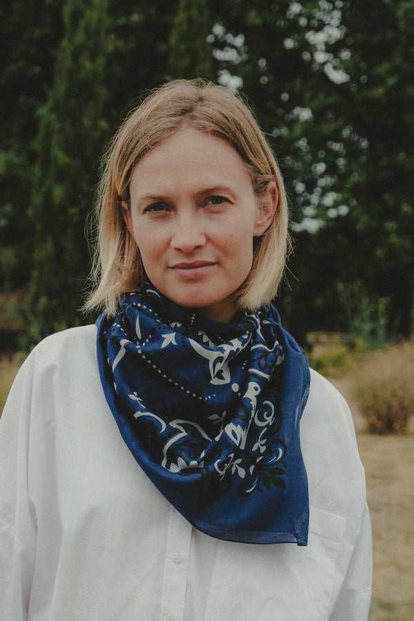 Navy Cotton Bandana Scarf