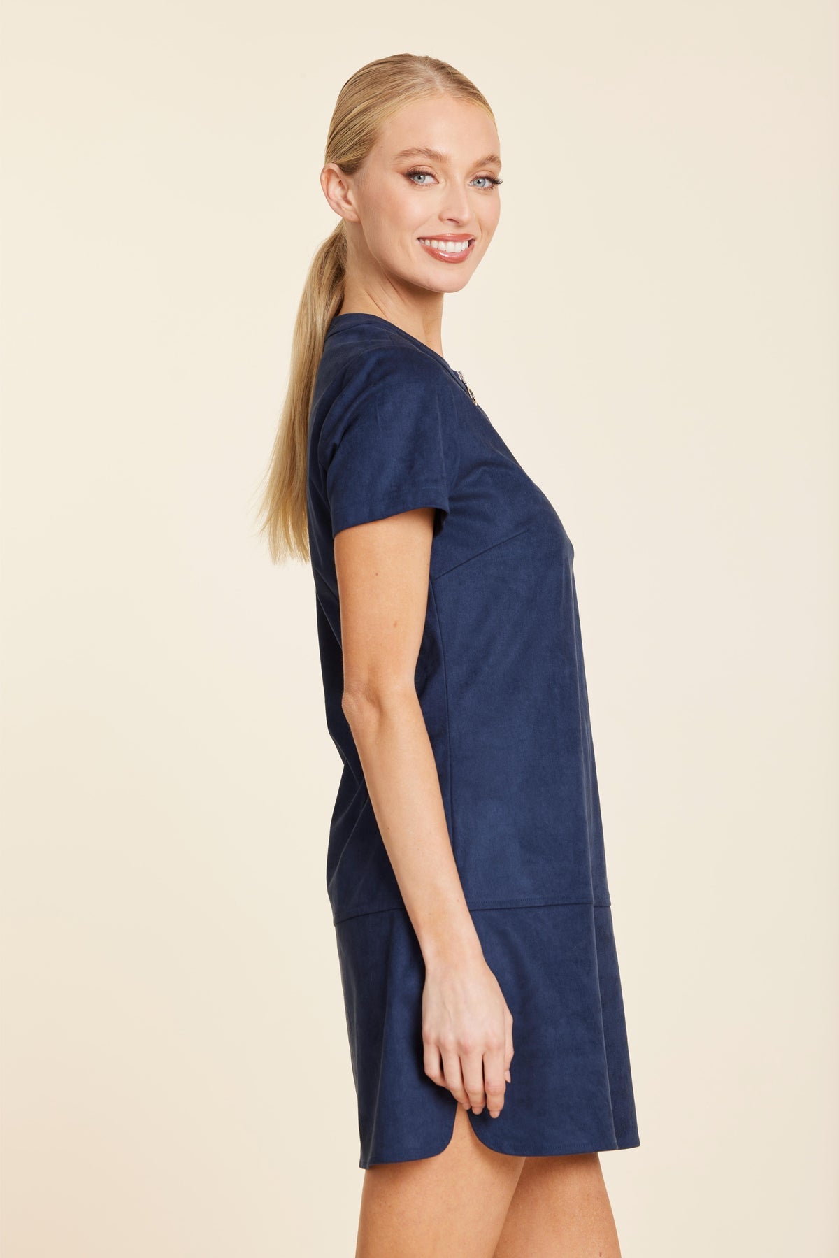 Navy Vegan Suede Dress