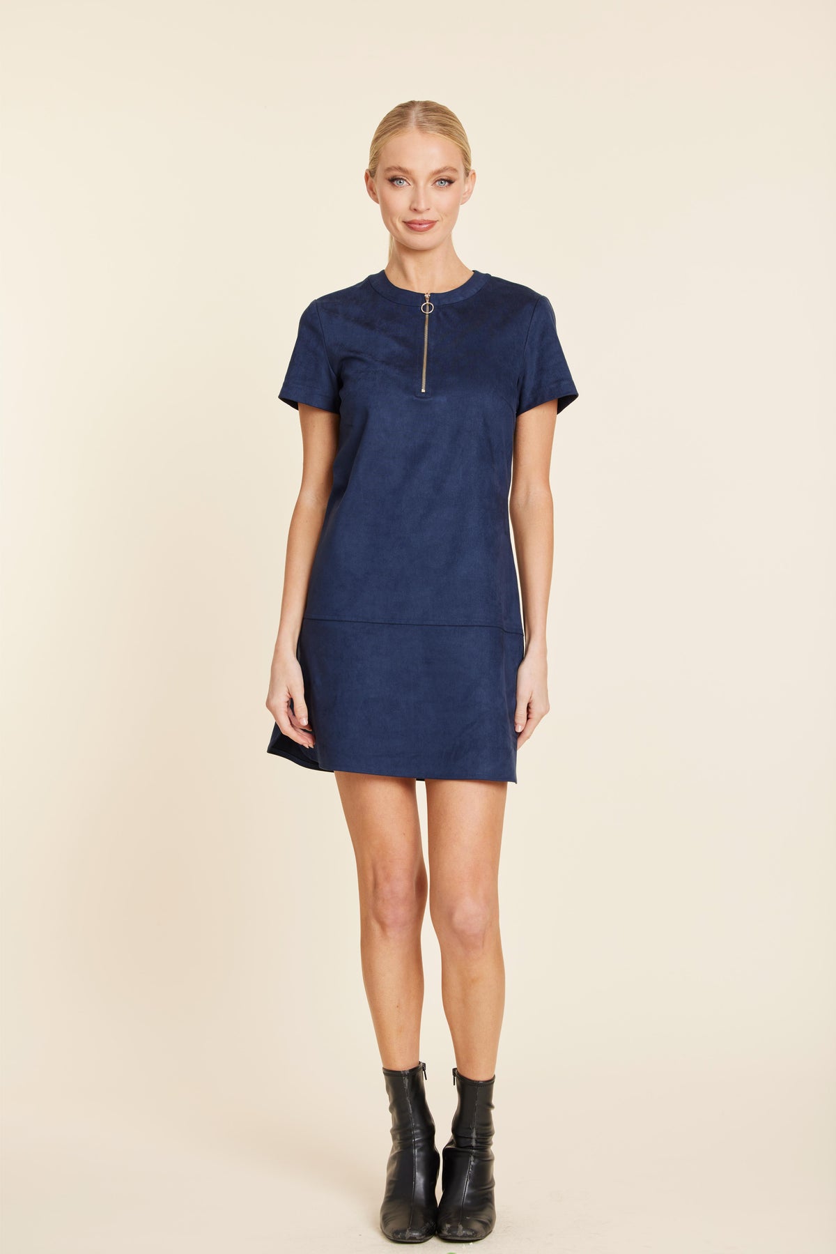 Navy Vegan Suede Dress