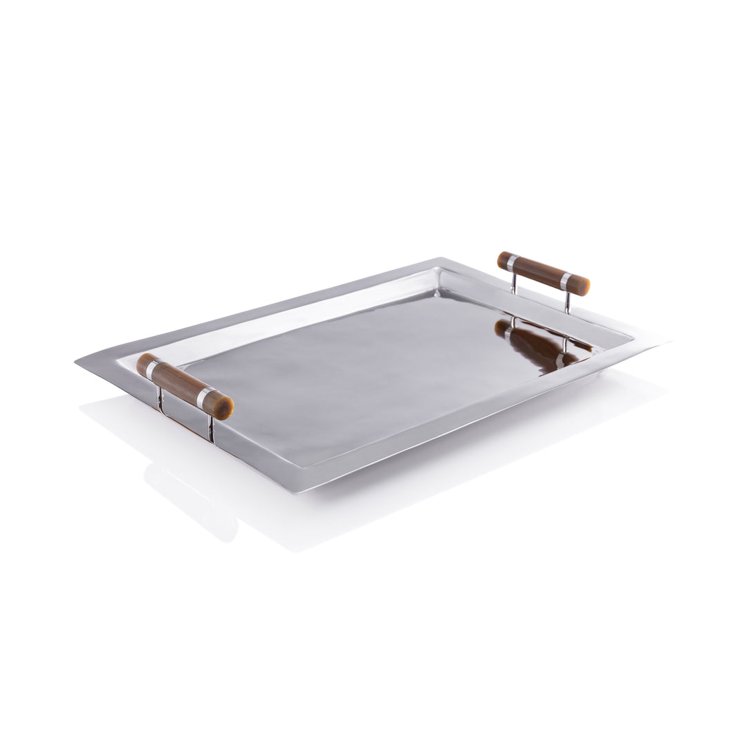 Nickel with Amber Handles Tray