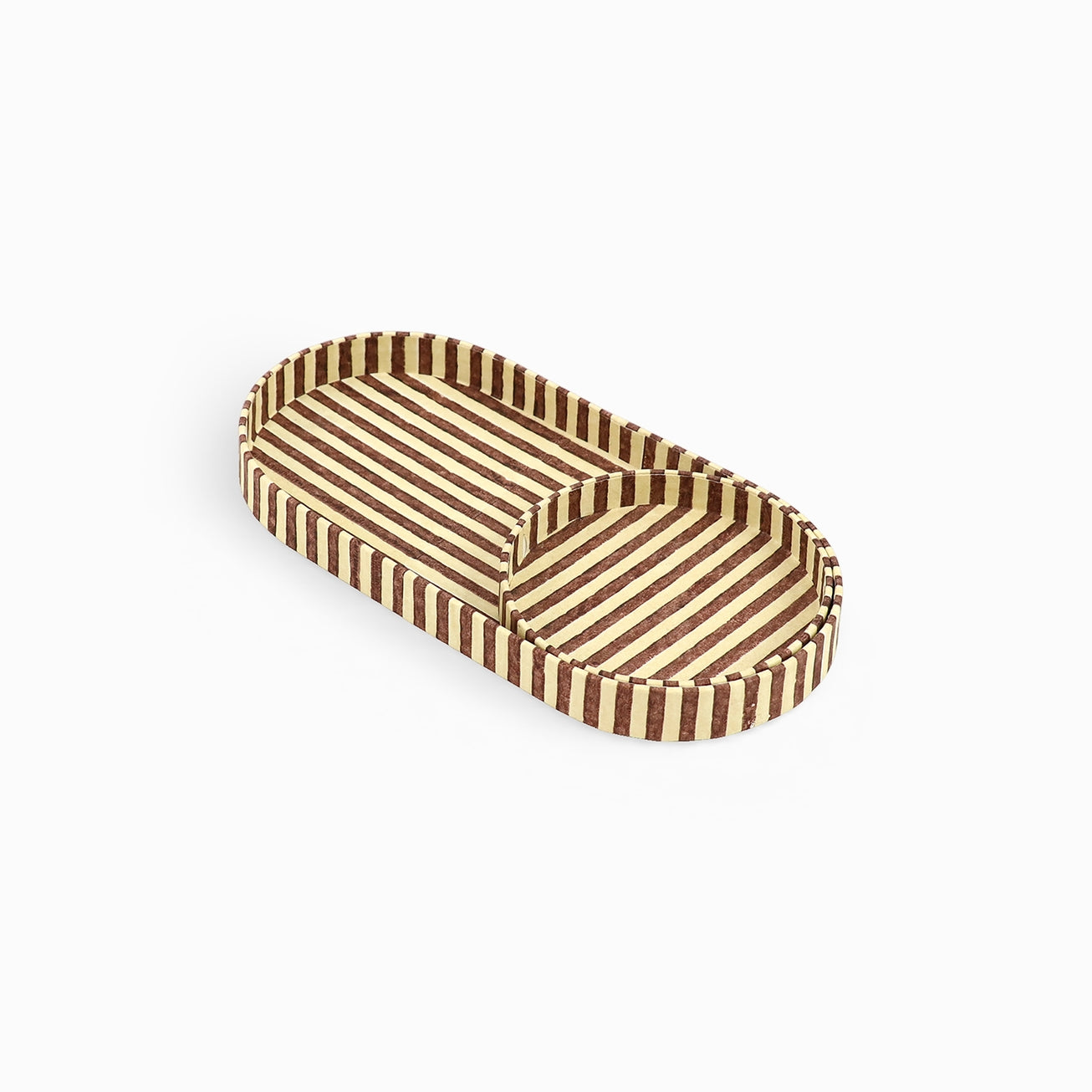 Brown Stripe Nesting Tray Set