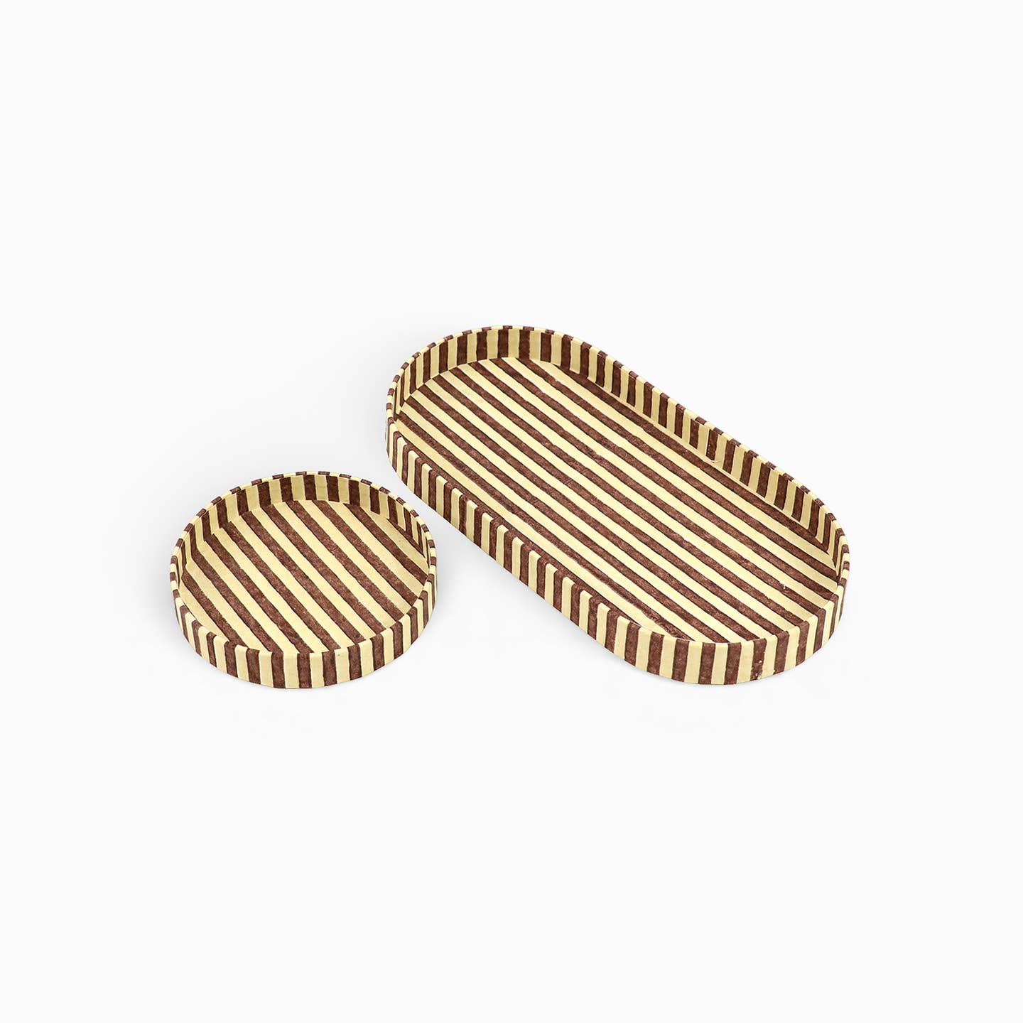 Brown Stripe Nesting Tray Set