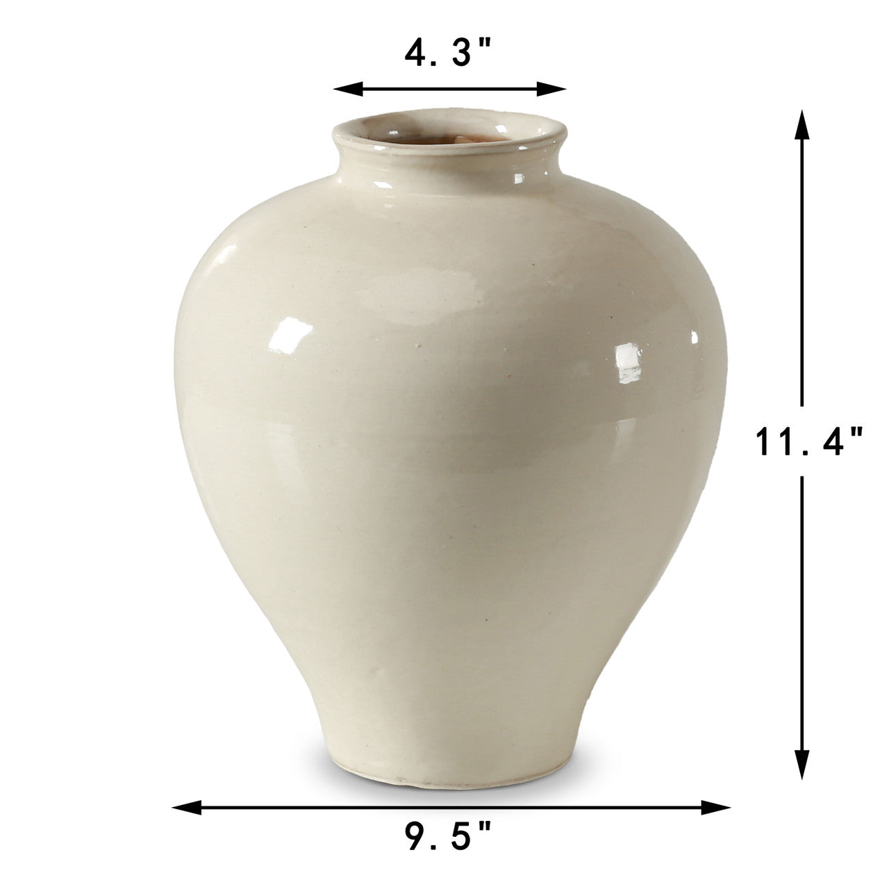 Off-White Glazed Vase 11.4"H