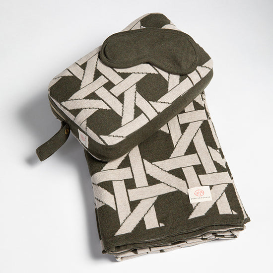 Olive Green Travel Blanket & Eye Mask Set