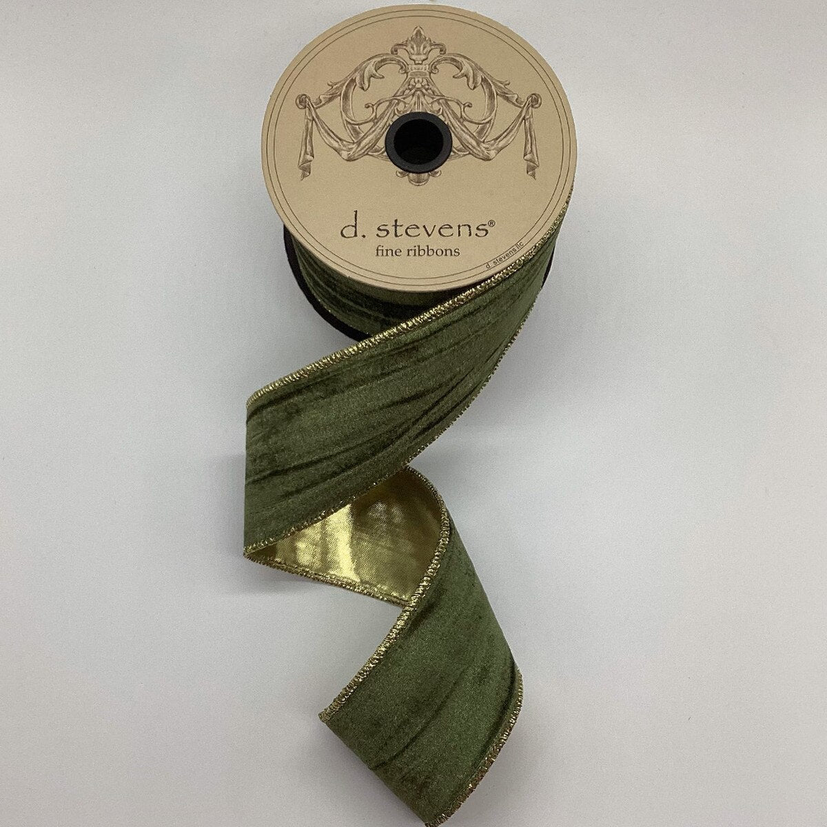 Olive Gold Marble Velvet 2.5" x 10yds