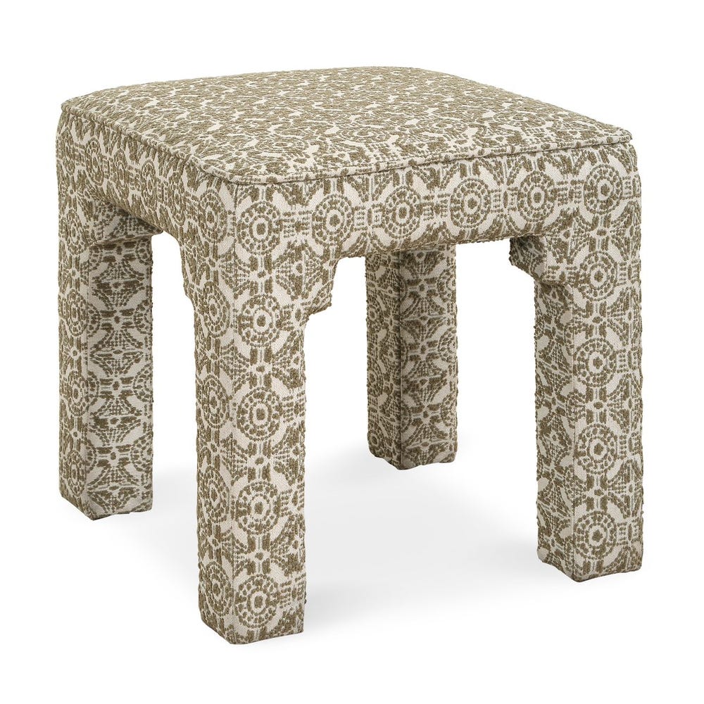 Small Olive Green Medallion Lattice Motif Bench