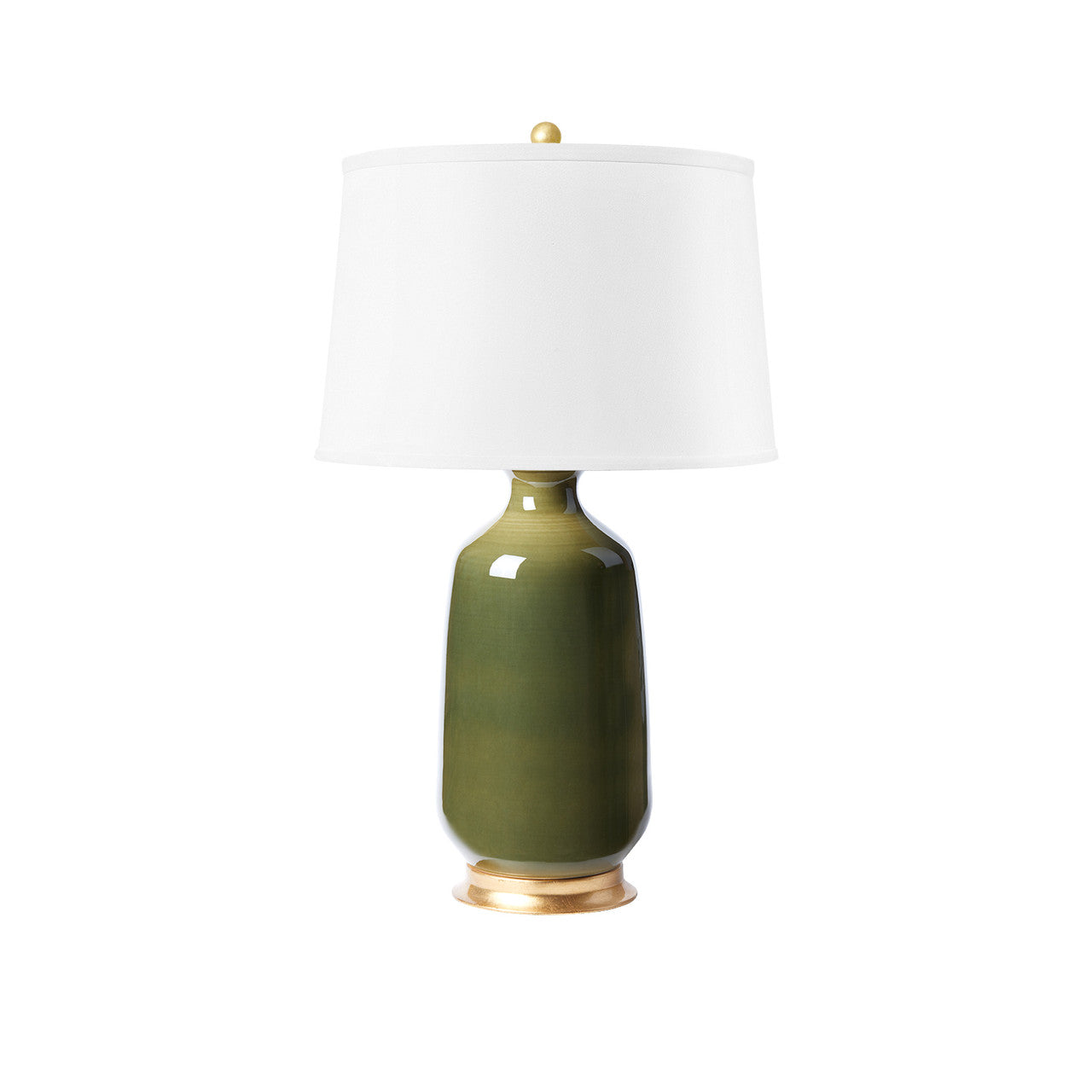 Olive Green Rounded Porcelain Lamp