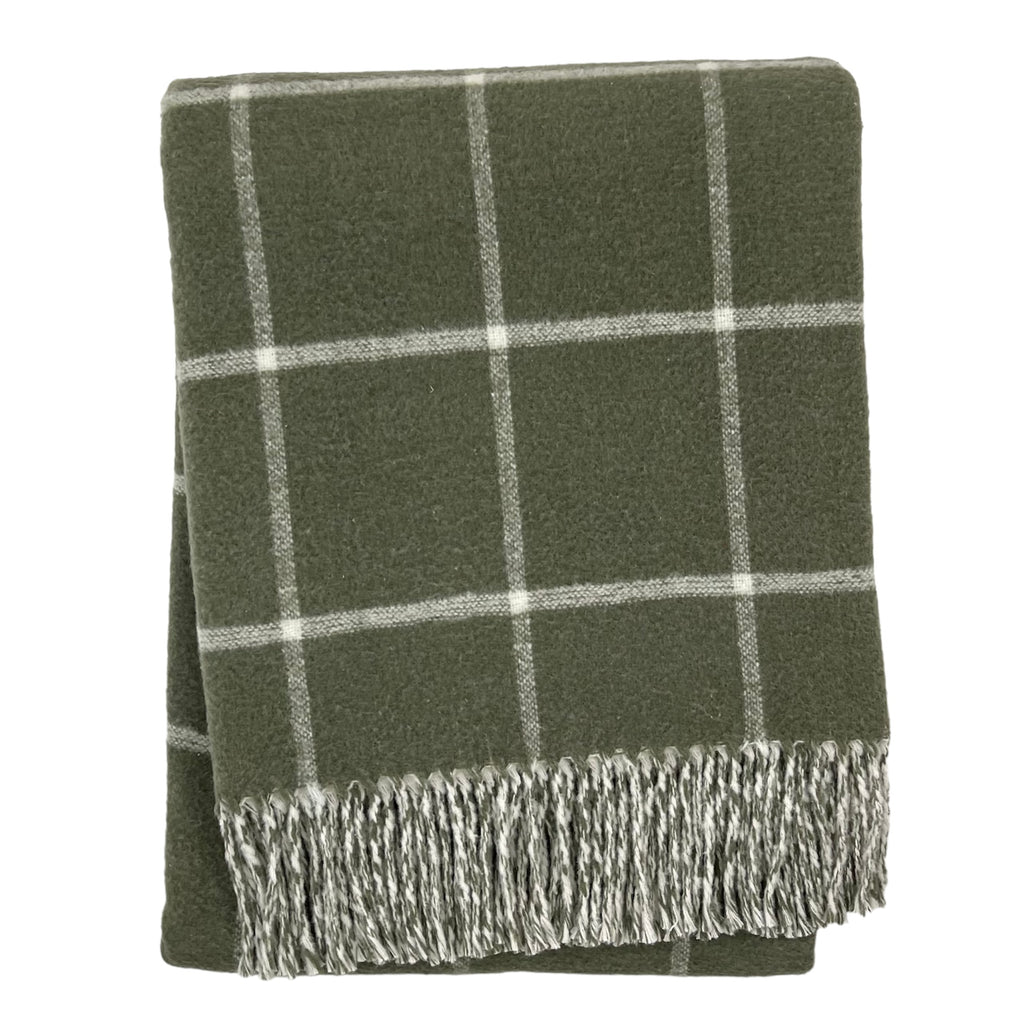 Olive Windowpane Throw
