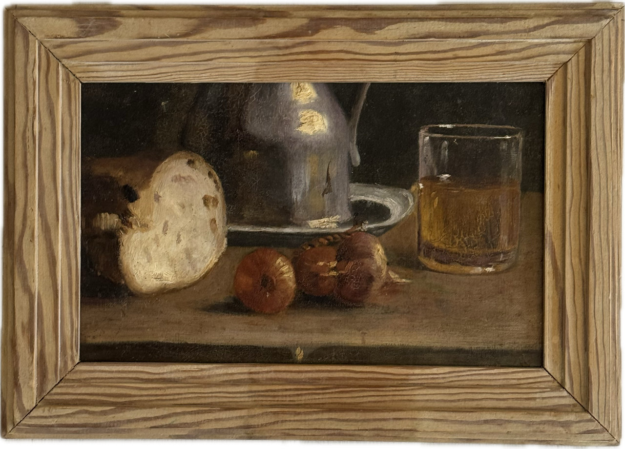 Heritage - Still Life with Bread, Onions and Pewter (7.5 x 12)