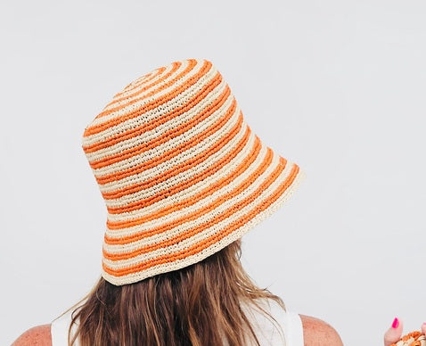 Orange & Hay Stripe Bucket Hat