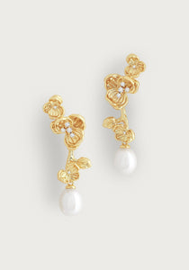 Pearl Orchid Drop Earrings
