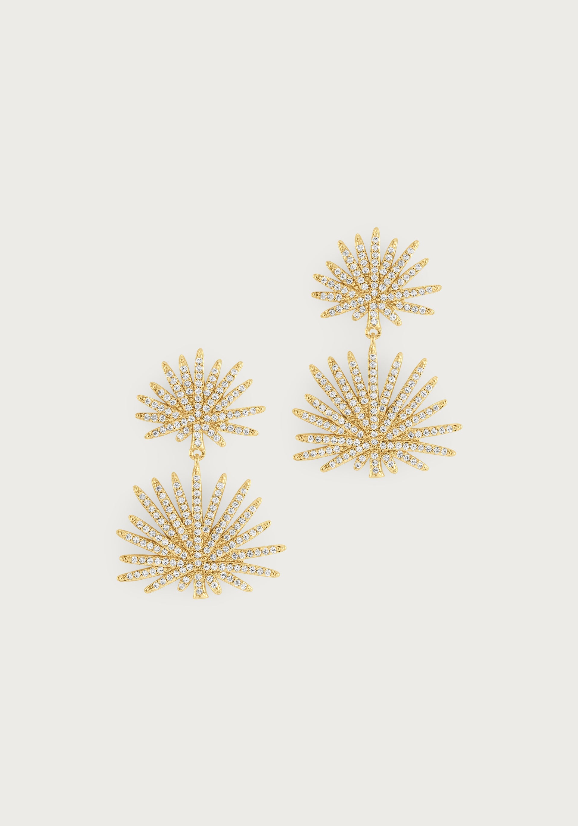 Palm Pave Double Fan Earrings