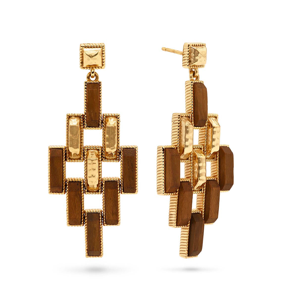 Gold & Teak Pathway Drop Earrings