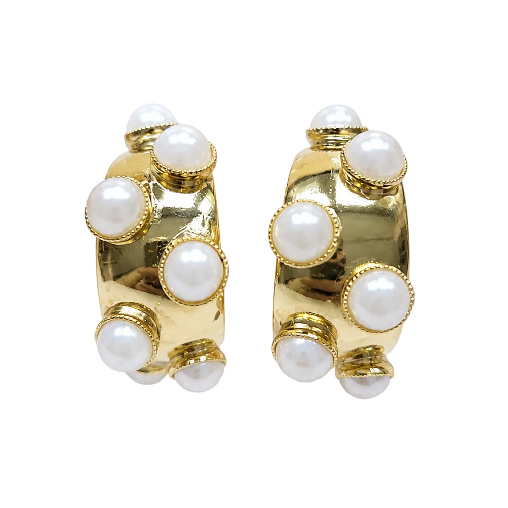 Audrey Pearl Hoop Earrings