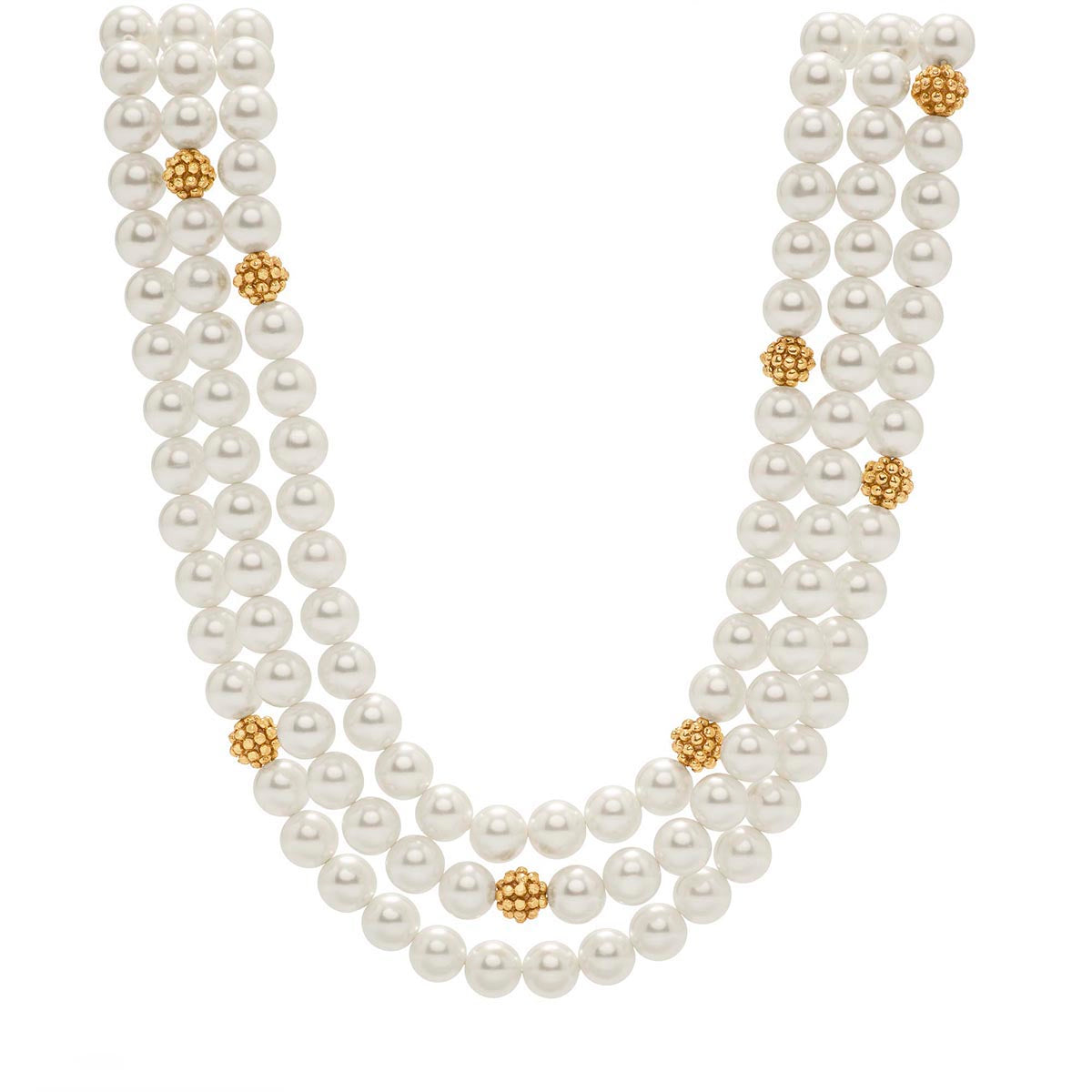 Pearl & Berry Triple Strand Necklace