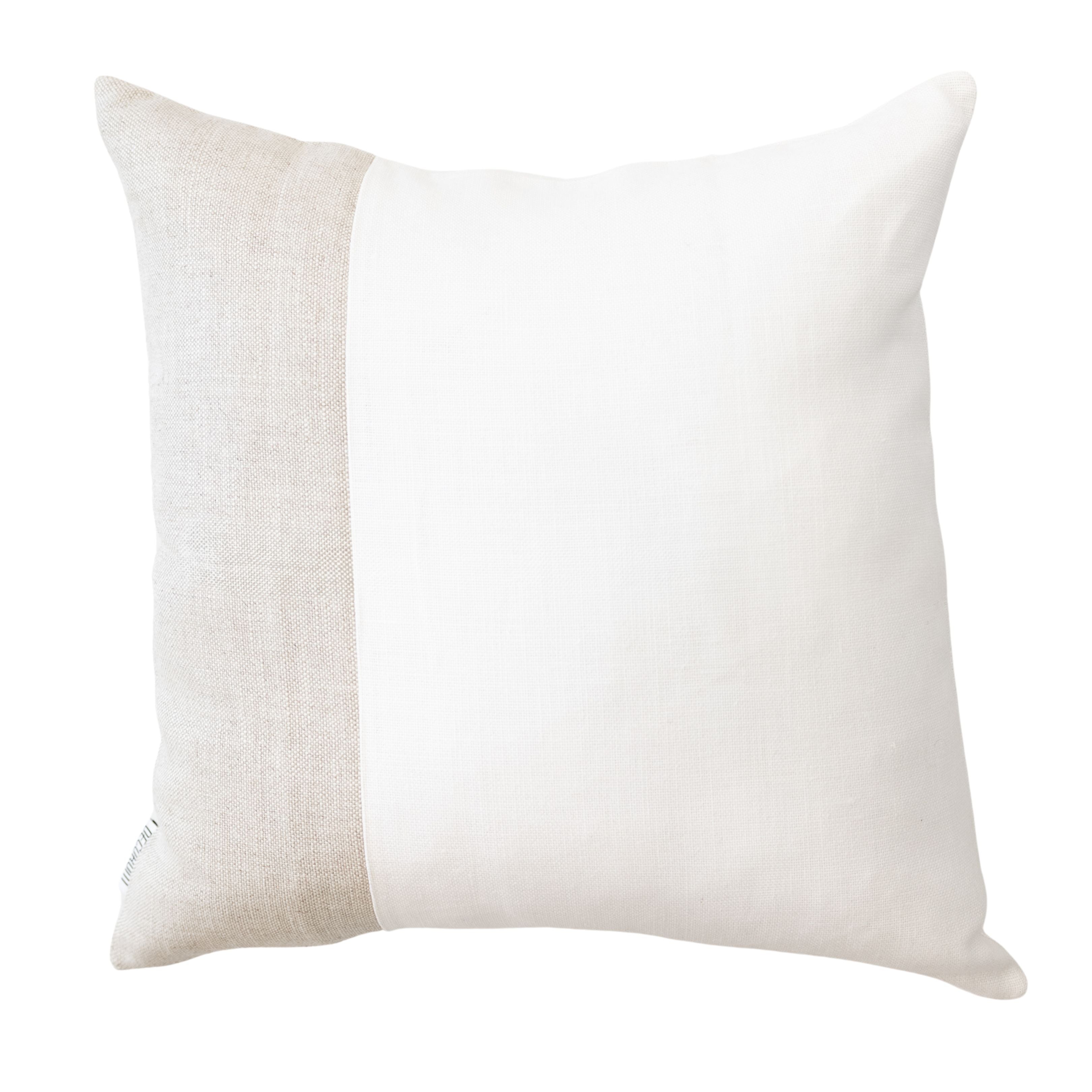 White Natural Color Block Pillow 23x23