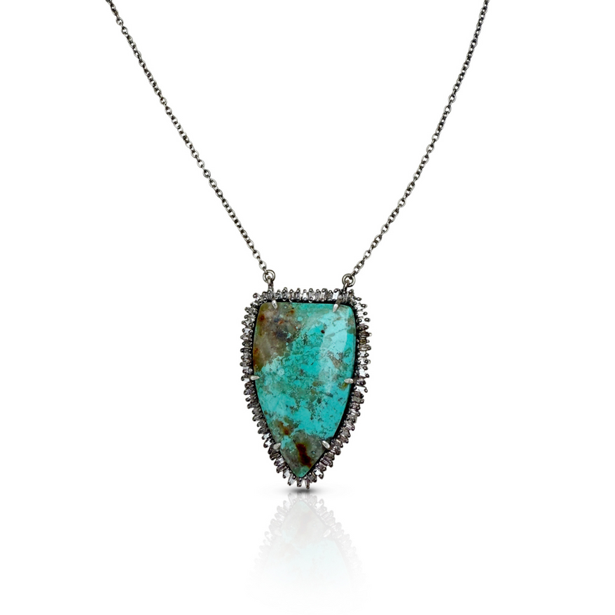 Pilot Turquoise Silver Shield Necklace