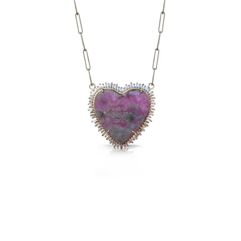 14K Pink Heart Necklace