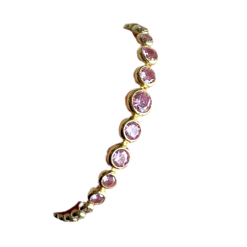 Pink & Clear Crystal Tennis Bracelet