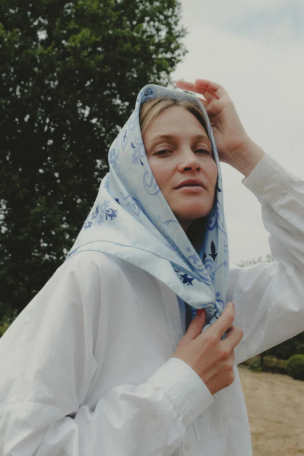 Blue Dinard Silk Bandana Scarf