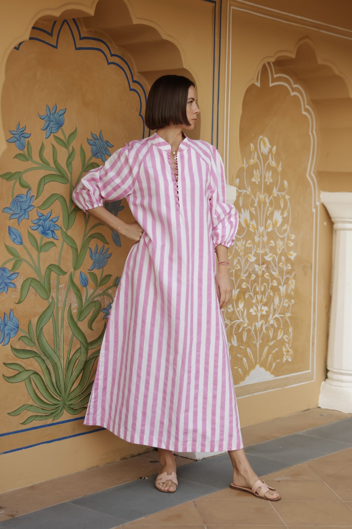 XS Pink Stripes Positano Kaftan