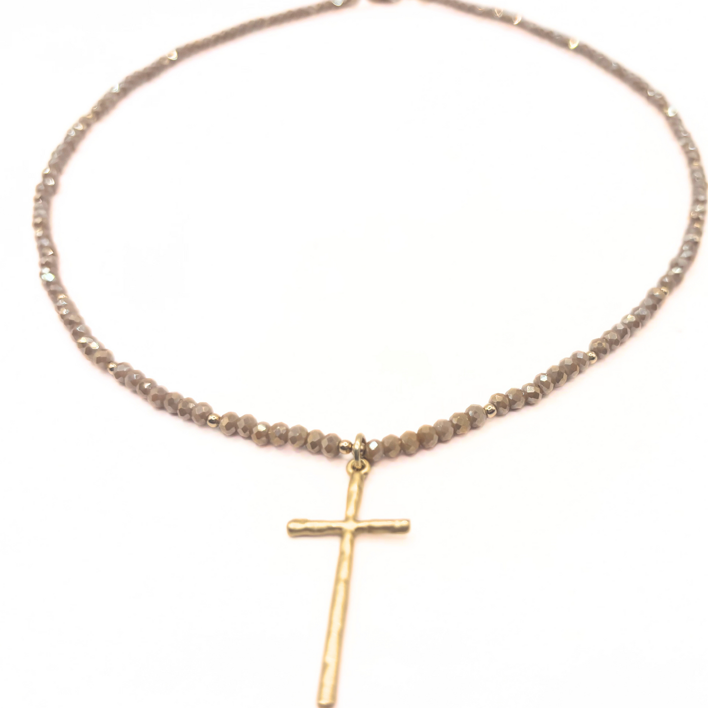 Champagne Prayer Cross Necklace