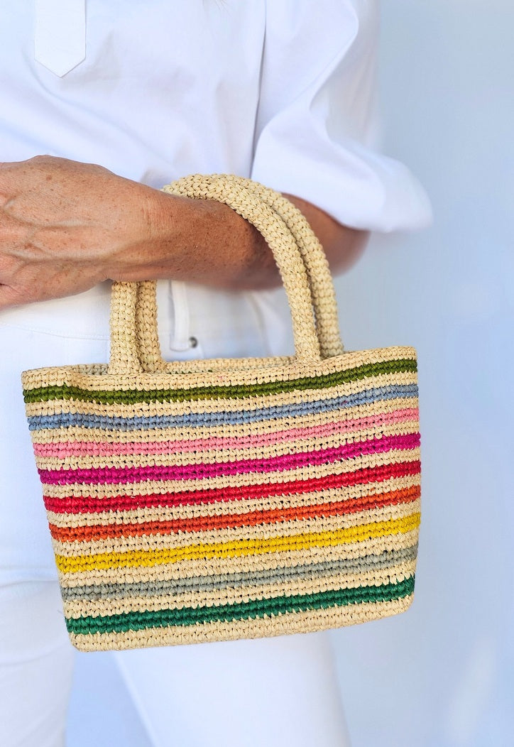 Mini Rainbow Raffia Bag