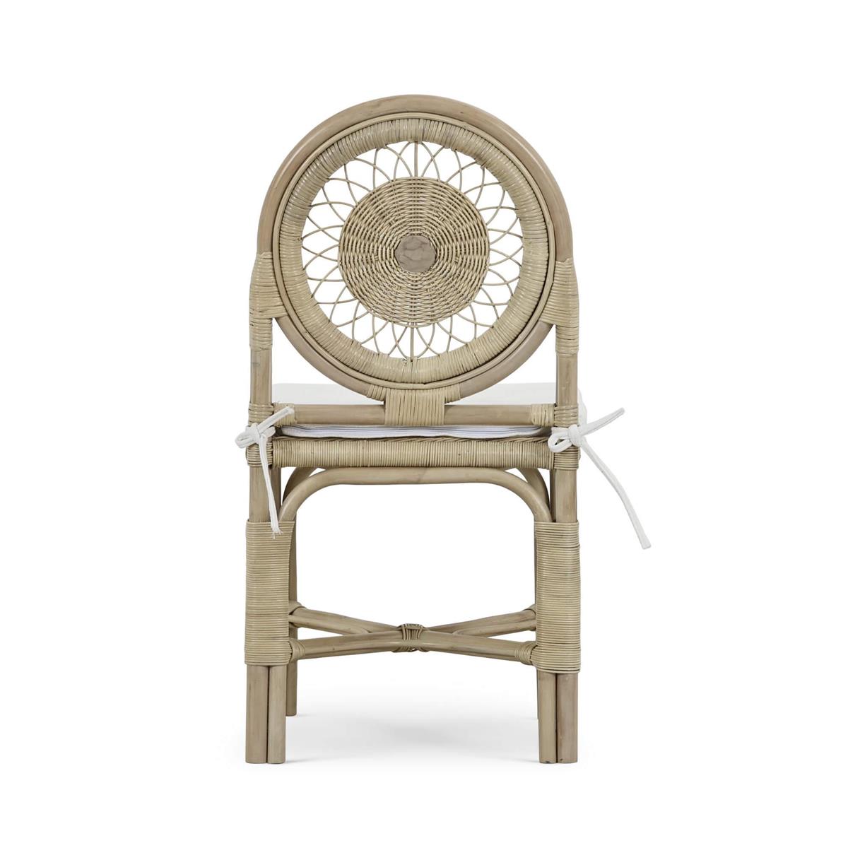 Rattan Dining Chair w/Arctic White Performance Fabric