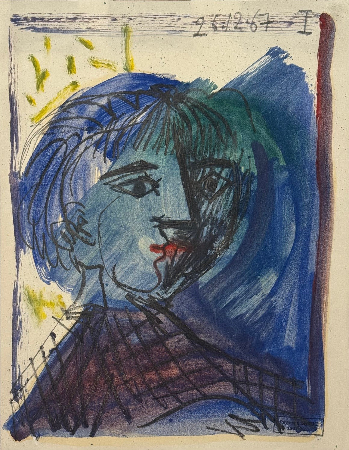 Heritage - Girl in Indigo with Red Lips by Raymond Debieve (10.5 x 7.75)