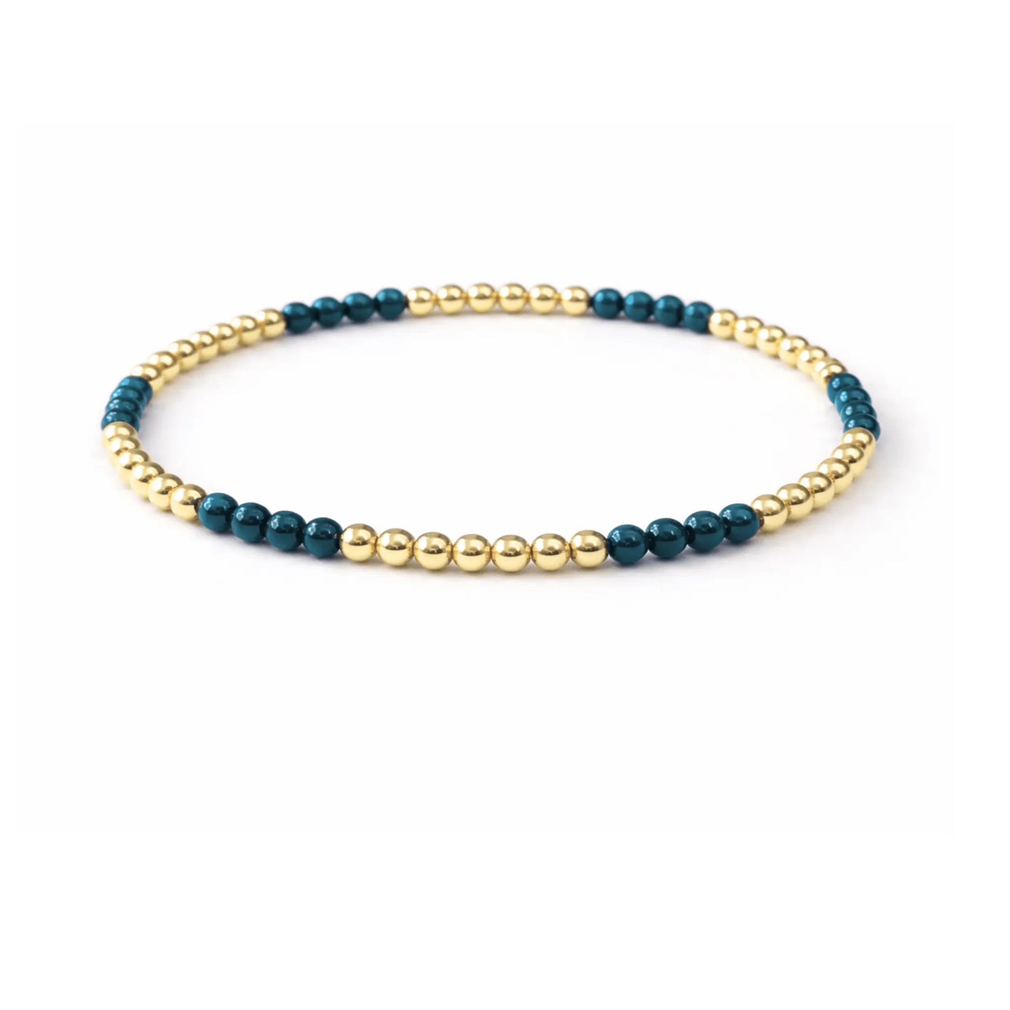 Refined Blue Stone 14K GF Beaded Bracelet