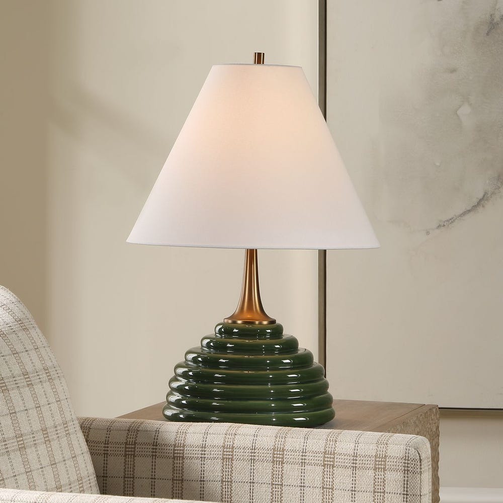 Ribbed Green Table Lamp