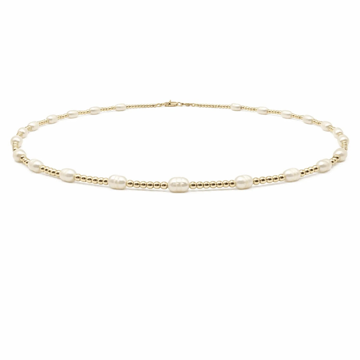 2mm Rice Pearl Patterned Necklace