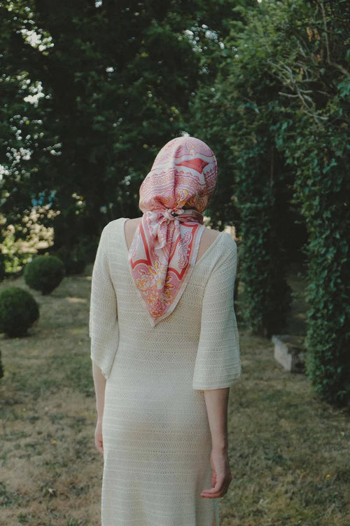 Rosy Mosaic Silk Scarf