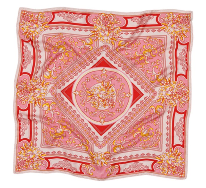 Rosy Mosaic Silk Scarf